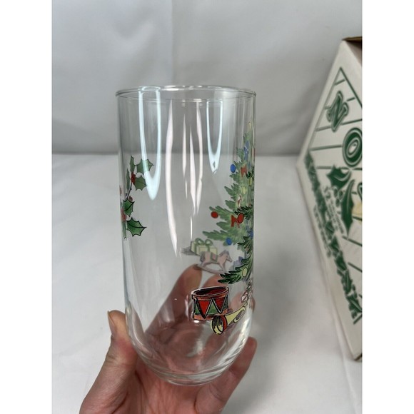 Luminarc Christmas Tree Drinking Glasses VINTAGE holiday tumblers Set of 12 NOS - Picture 5 of 9